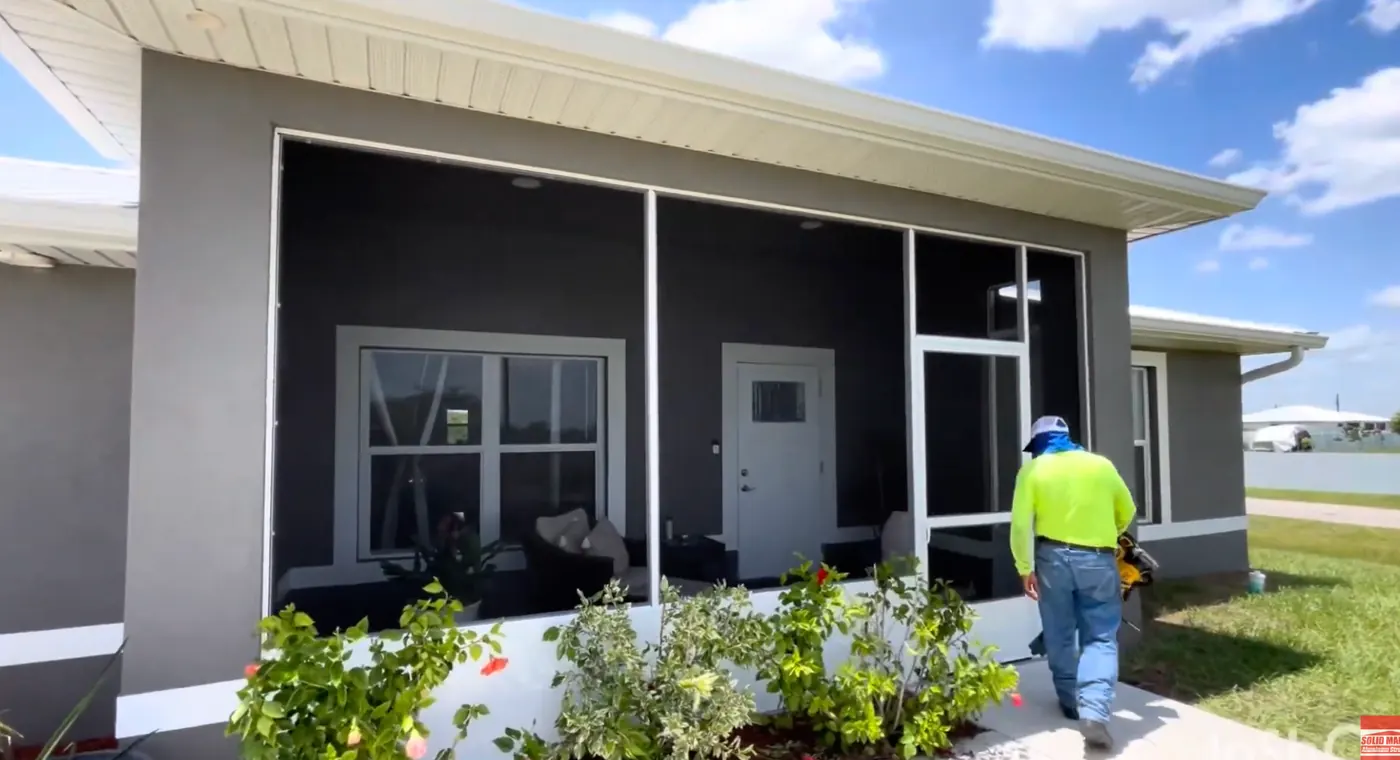 Completed screen lanai enclosure in Banyan Village near LaBelle Florida