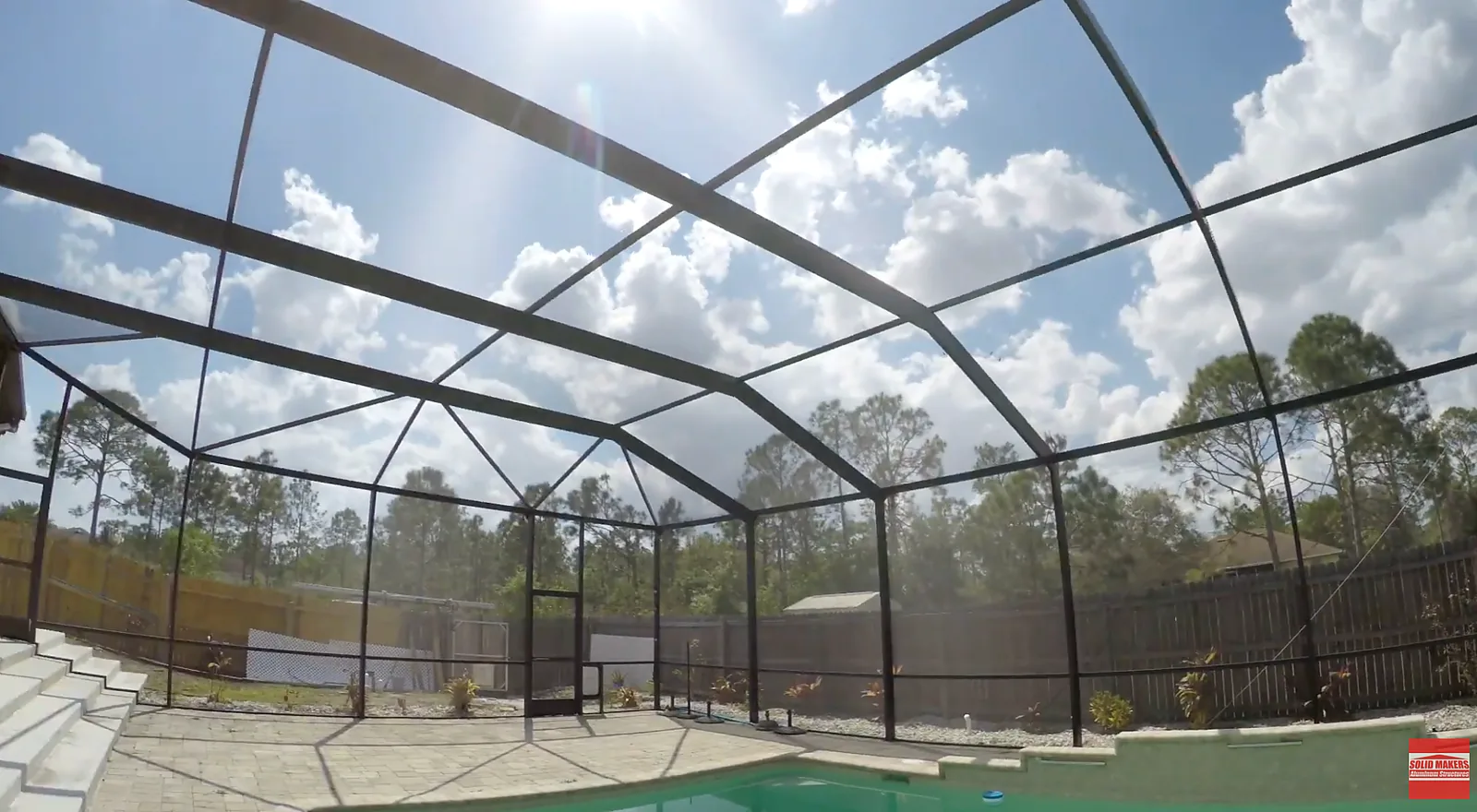 Finished full pool cage rescreen in Lehigh Acres Florida