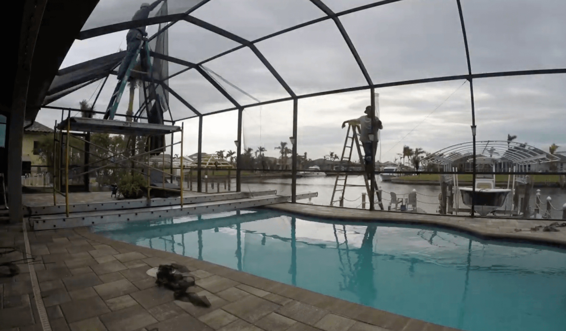 Pool cage rescreen in Cape Coral Florida by Solid Makers Aluminum Structures
