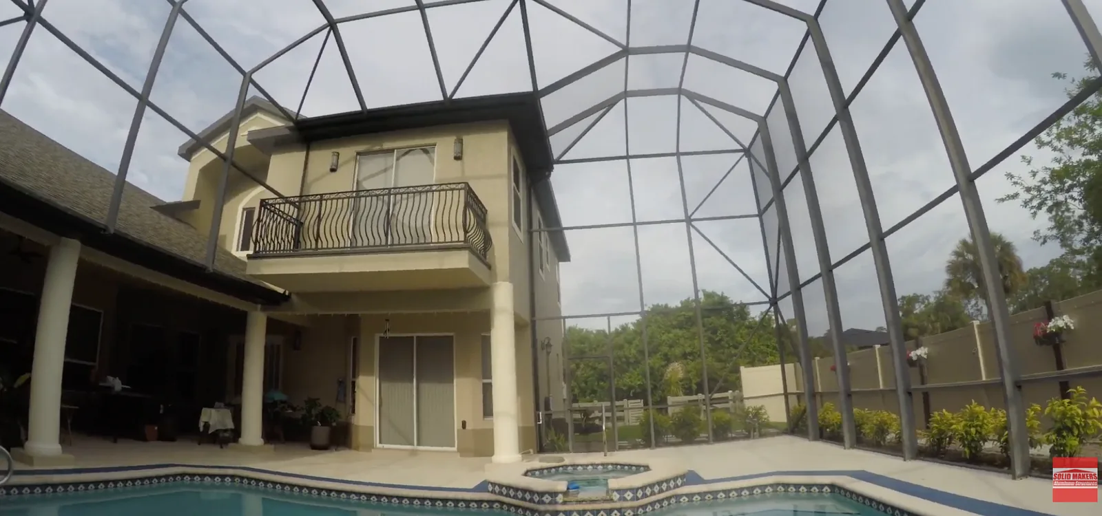 Tall pool cage Super Screen repair project in Lehigh Acres Florida