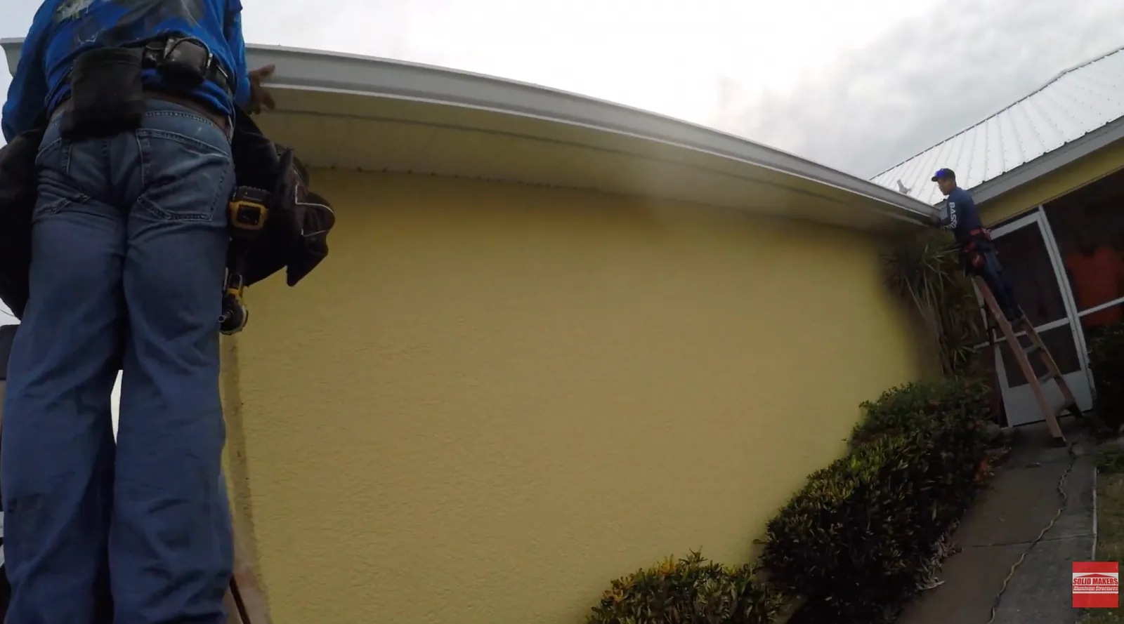 Seamless gutter installation on a LaBelle Florida home by Solid Makers Aluminum Structures